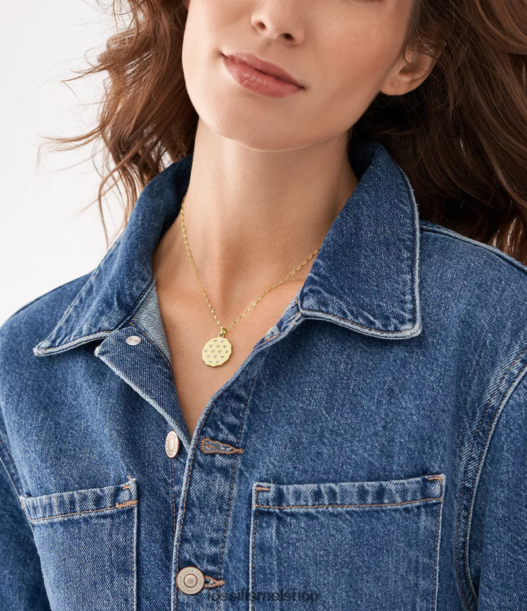 Fossil נשים שרשרת תליון מפלדת אל חלד עם קצה מסולסל של sadie L8J0B6913 תכשיט גוון זהב