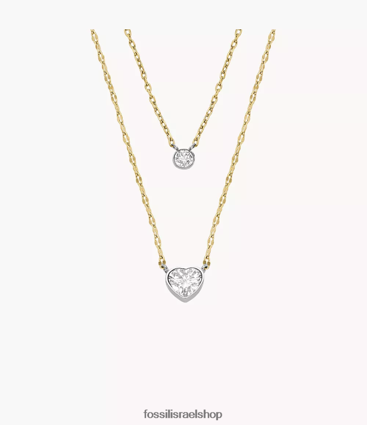 Fossil נשים שרשרת שרשרת מפלדת אל חלד סימני חיבה של sadie L8J0B6932 תכשיט דו-גוני