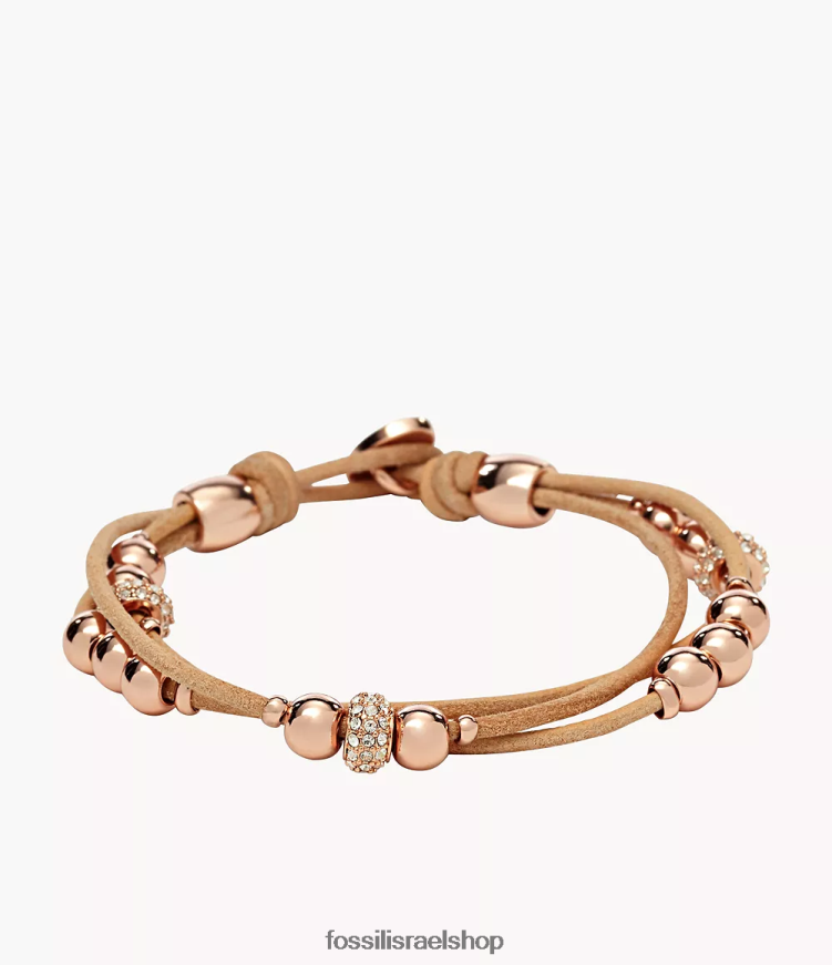 Fossil נשים צמיד לעטוף פרק כף היד של sadie rondelle L8J0B6965 תכשיט בז'/חום/זהב רוז