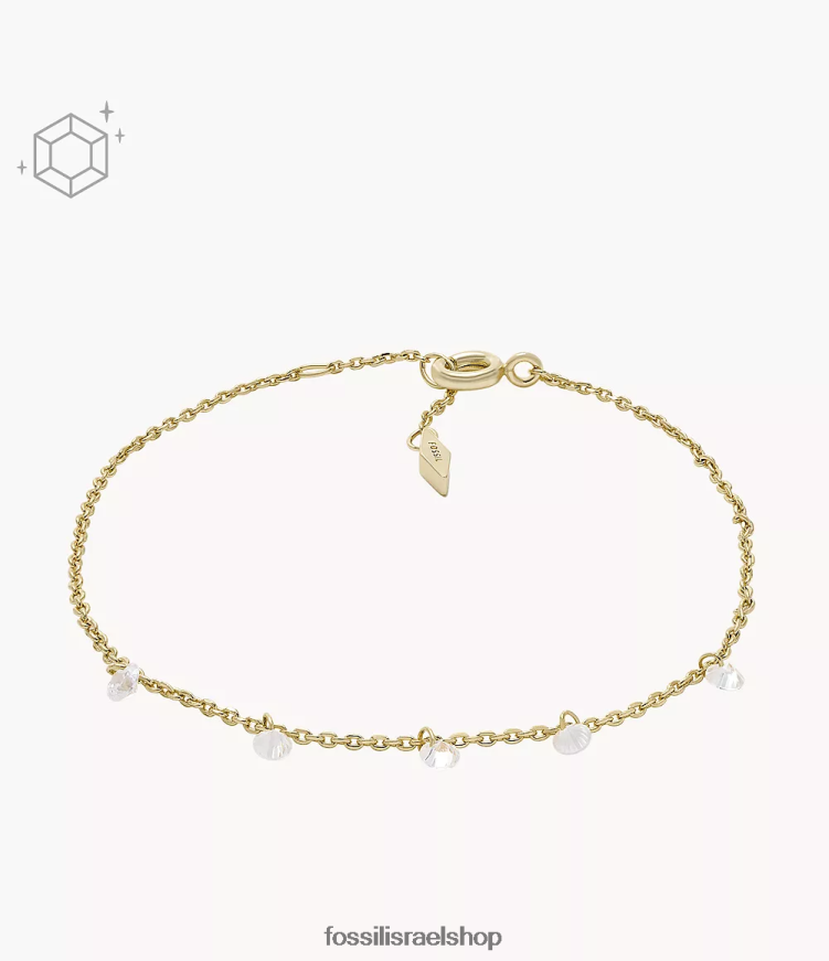 Fossil נשים sadie shine בהיר 14k ציפוי פליז ונירוסטה מתנדנד צמיד L8J0B6996 תכשיט זהב