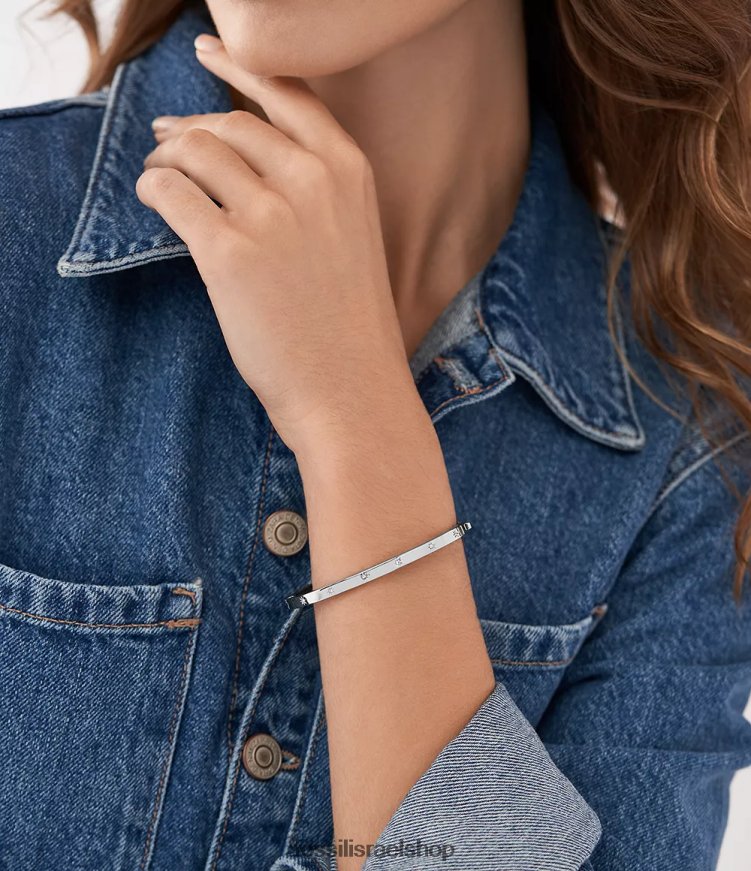 Fossil נשים צמיד צמיד מפלדת אל חלד בהיר sadie shine L8J0B61030 תכשיט בגוון כסף