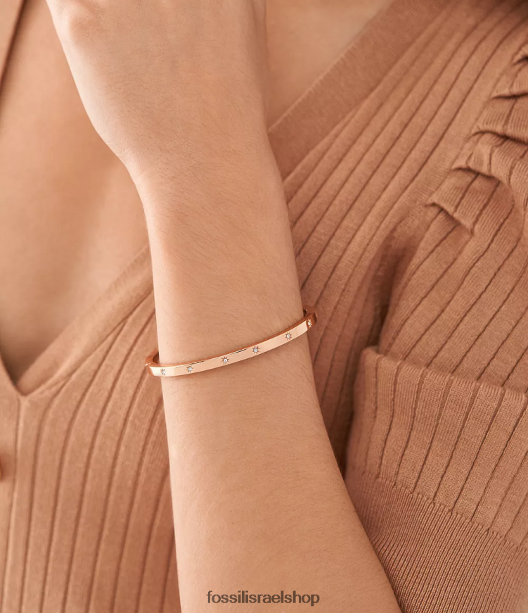 Fossil נשים צמיד צמיד מפלדת אל חלד בהיר sadie shine L8J0B6991 תכשיט בגוון זהב ורדרד