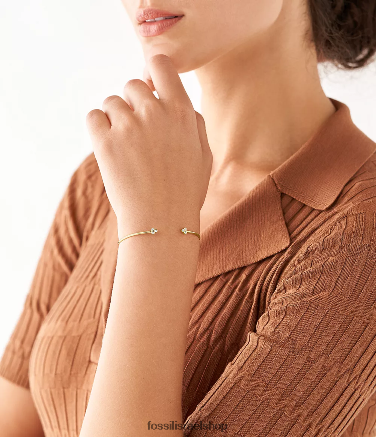 Fossil נשים צמיד שרוול מפלדת אל חלד של sadie trio glitz L8J0B61019 תכשיט גוון זהב