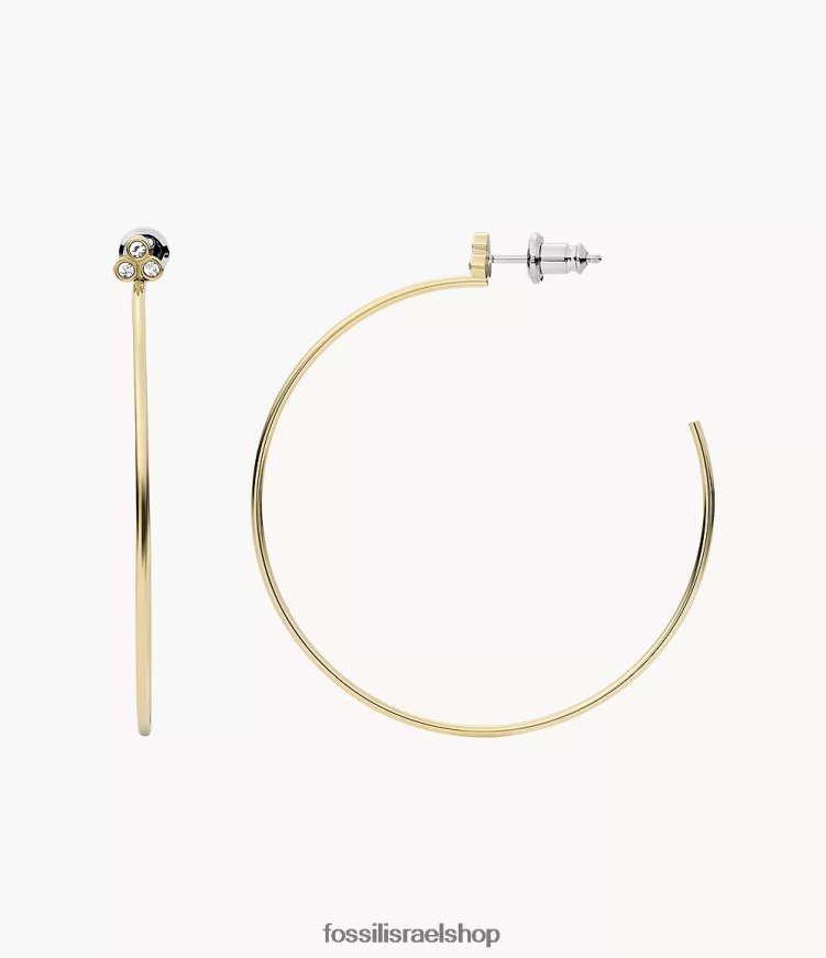 Fossil נשים עגילי חישוק מפלדת אל חלד של sadie trio glitz L8J0B61058 תכשיט גוון זהב