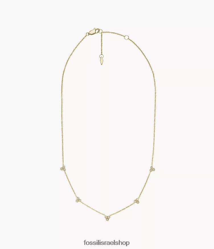 Fossil נשים שרשרת תחנת תחנת sadie trio glitz מנירוסטה L8J0B6920 תכשיט גוון זהב