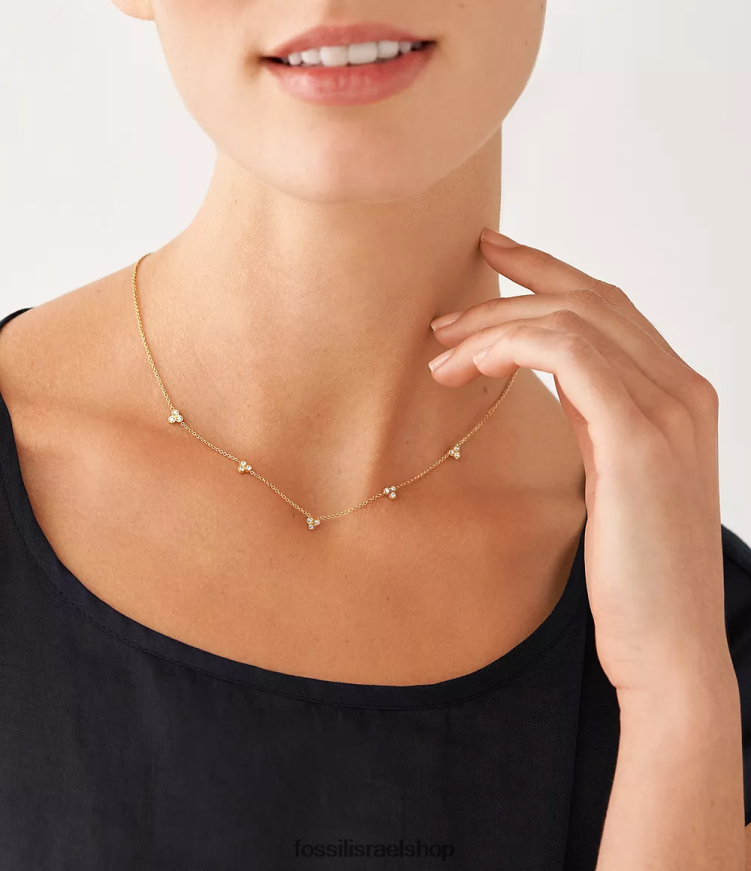 Fossil נשים שרשרת תחנת תחנת sadie trio glitz מנירוסטה L8J0B6920 תכשיט גוון זהב