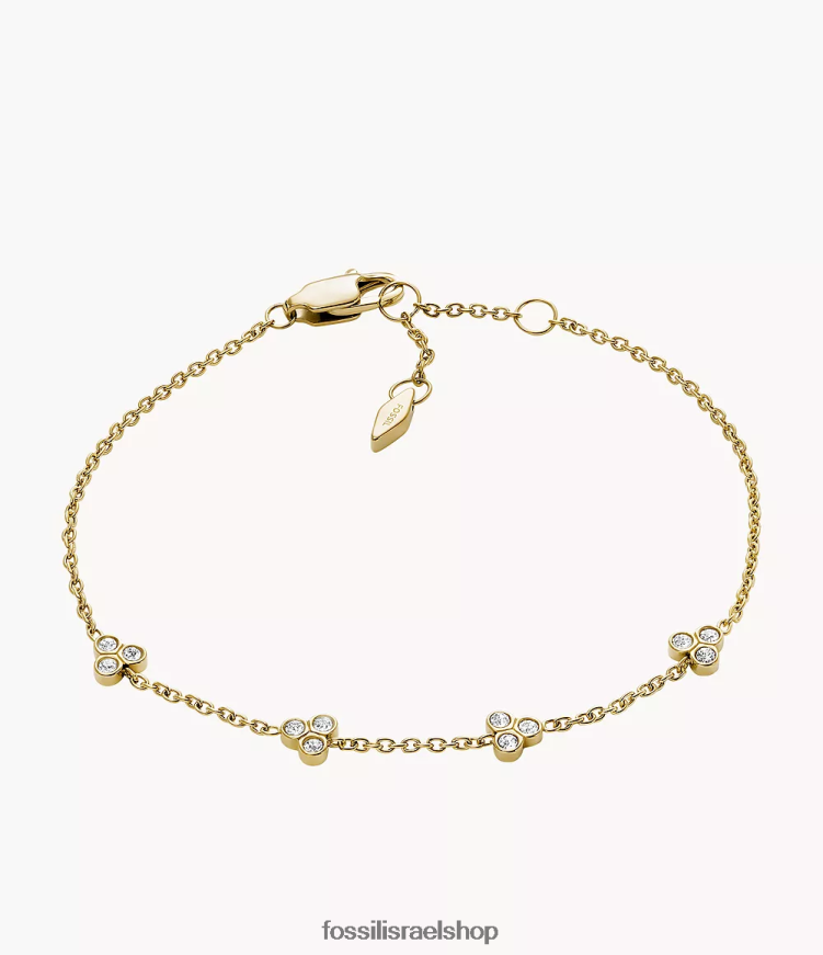 Fossil נשים צמיד סטיישן מפלדת אל חלד sadie trio glitz L8J0B6966 תכשיט גוון זהב