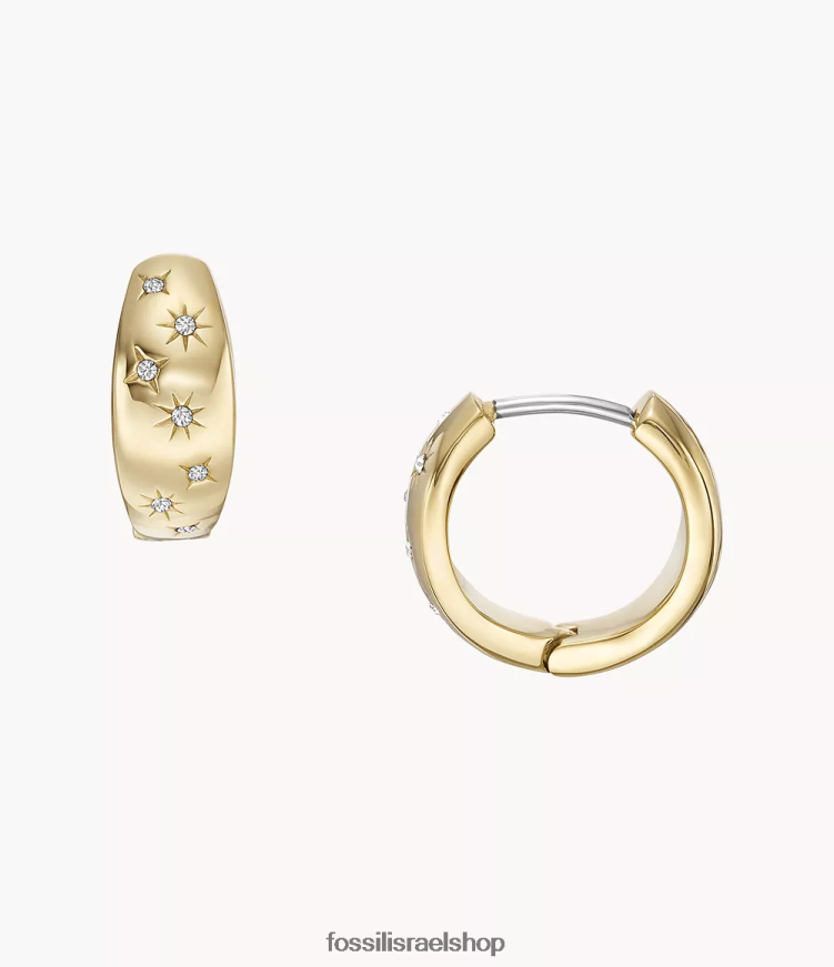 Fossil נשים עגילי חישוק מפלדת אל חלד של sadie under the stars L8J0B61033 תכשיט גוון זהב