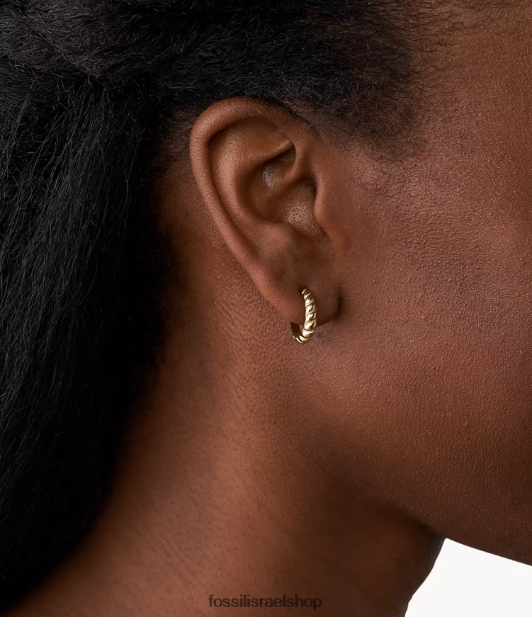 Fossil נשים עגילי חישוק מפלדת אל-חלד של sadie vintage twists L8J0B61060 תכשיט גוון זהב