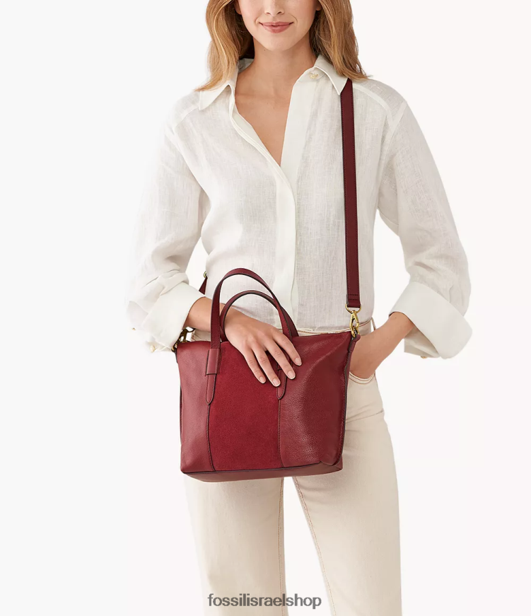 Fossil נשים ילקוט skylar L8J0B6605 תיק אָדוֹם