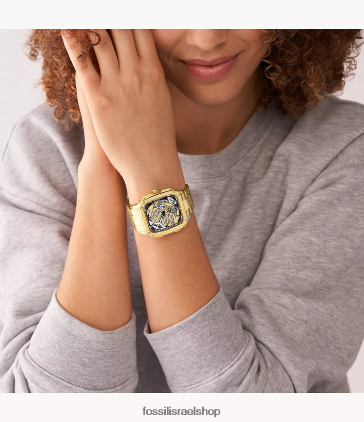 Fossil נשים מהדורה מוגבלת star wars c-3po שעון נירוסטה אוטומטי L8J0B639 שעון גוון זהב