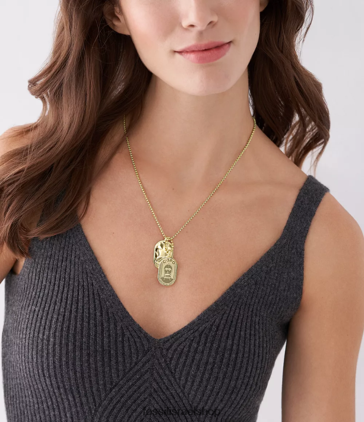 Fossil נשים שרשרת תג כלבים מפלדת אל חלד star wars c-3po L8J0B6903 תכשיט גוון זהב