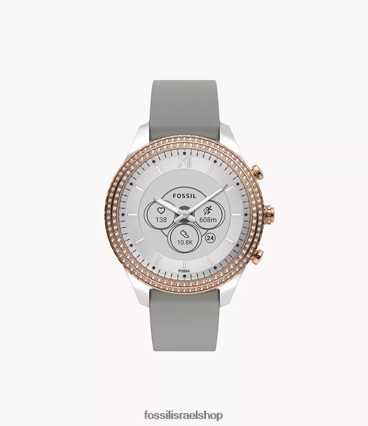 Fossil נשים שעון חכם היברידי stella gen 6 סיליקון L8J0B6256 שעון אפור