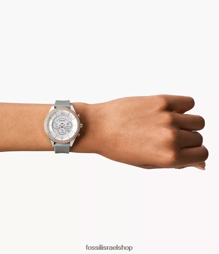 Fossil נשים שעון חכם היברידי stella gen 6 סיליקון L8J0B6256 שעון אפור