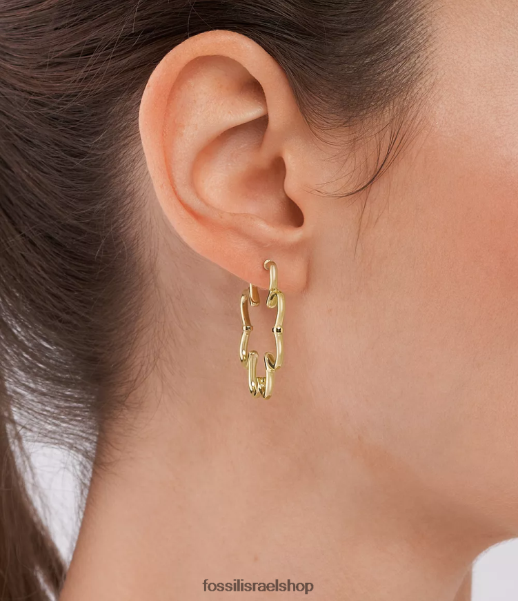 Fossil נשים עגילי חישוק מפלדת אל חלד sun L8J0B61053 תכשיט זָהוּב