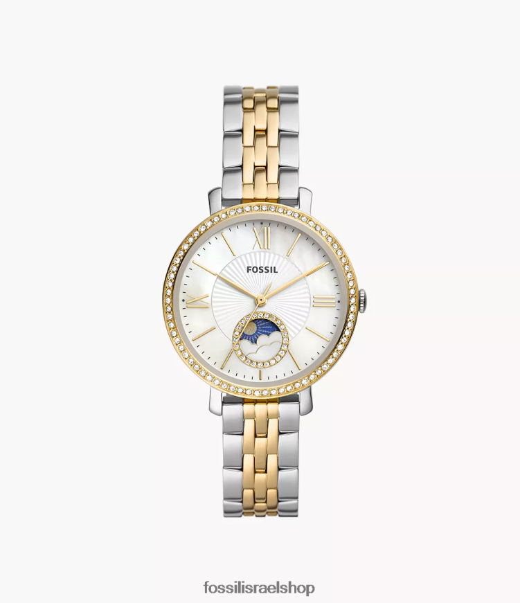 Fossil נשים שעון אל חלד רב תכליתי sun moon Jacquline L8J0B655 שעון דו-גוני