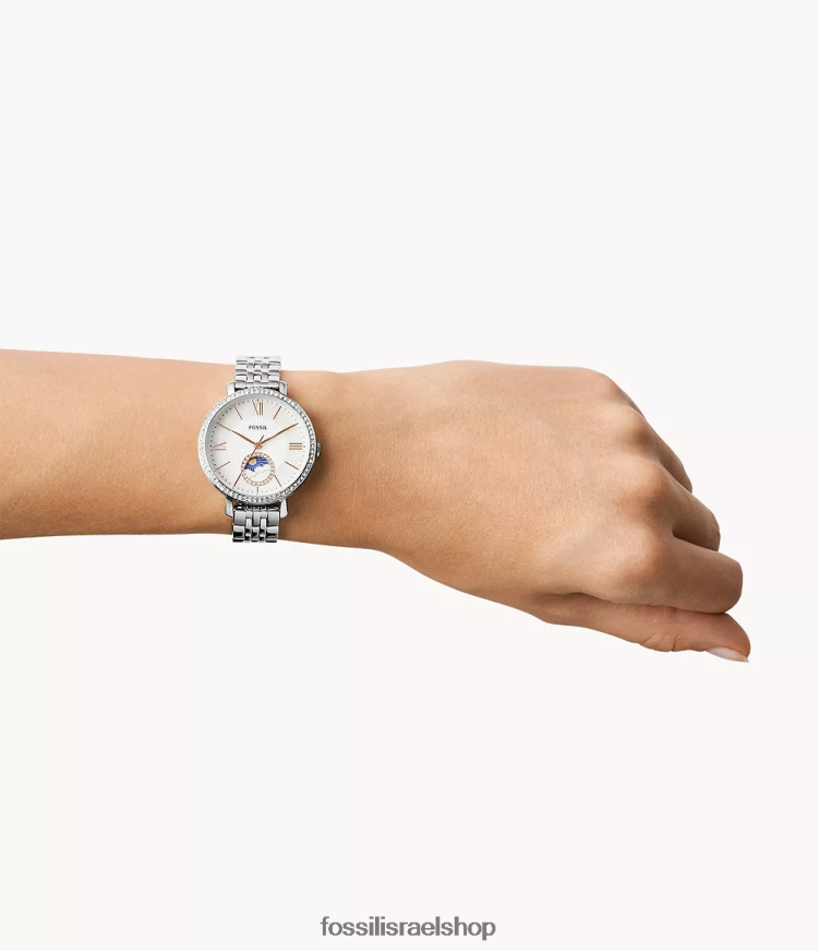 Fossil נשים שעון אל חלד רב תכליתי sun moon Jacquline L8J0B669 שעון כסף