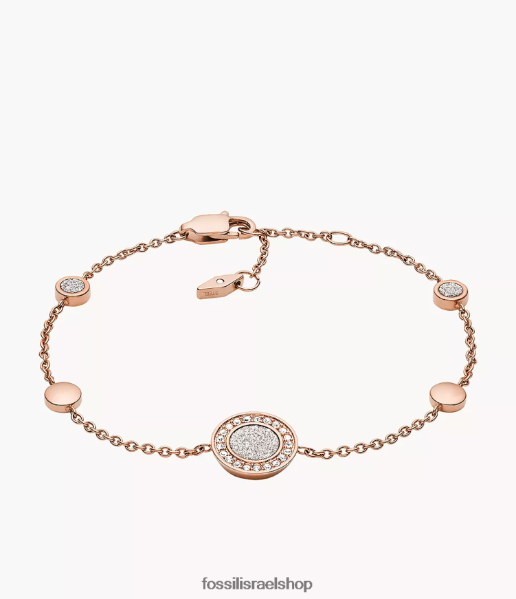 Fossil נשים צמיד הילה של sutton L8J0B61029 תכשיט בגוון זהב ורדרד