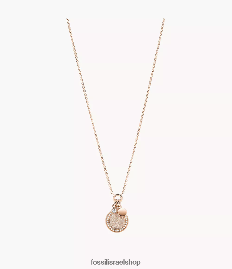 Fossil נשים שרשרת תליון פלדת הילה sutton L8J0B61310 תכשיט בגוון זהב ורדרד