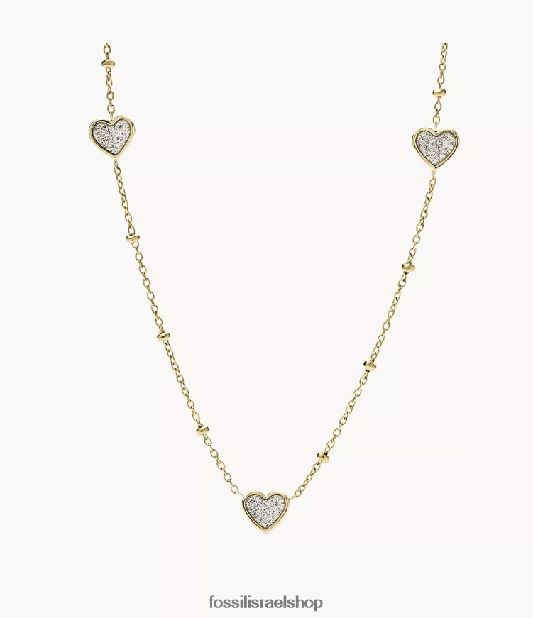 Fossil נשים שרשרת לב של sutton קלאסית ולנטיין נירוסטה L8J0B61318 תכשיט גוון זהב