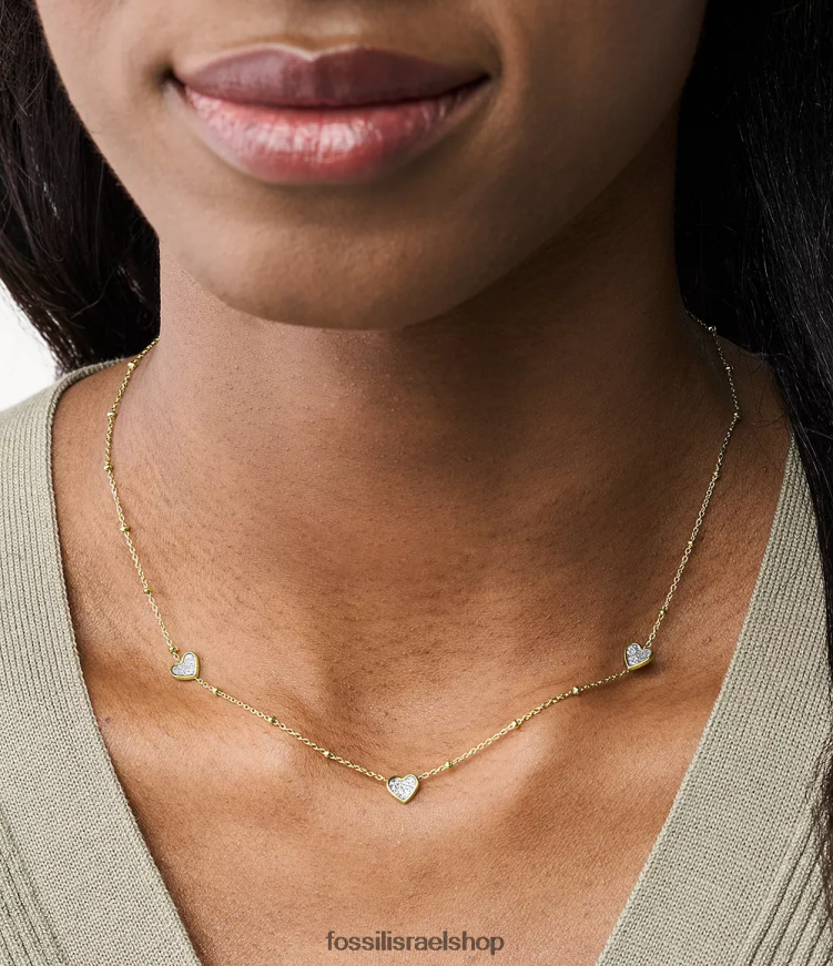 Fossil נשים שרשרת לב של sutton קלאסית ולנטיין נירוסטה L8J0B61318 תכשיט גוון זהב