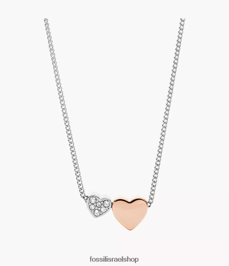 Fossil נשים שרשרת פלדת אל חלד sutton duo hearts L8J0B6927 תכשיט דו-גוני