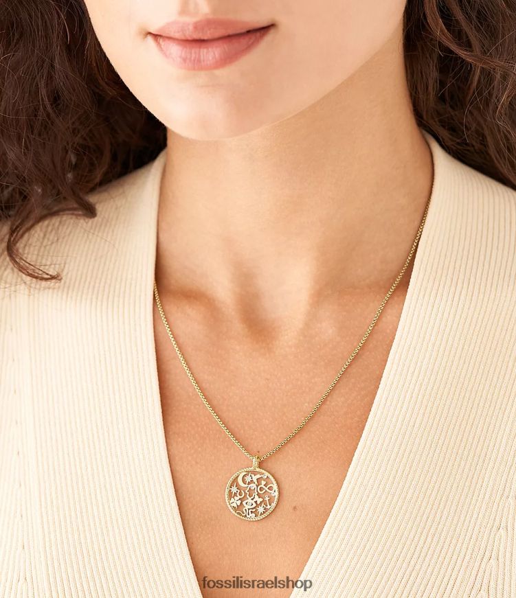 Fossil נשים שרשרת תליון פלדת אל חלד sutton icons L8J0B61216 תכשיט זָהוּב
