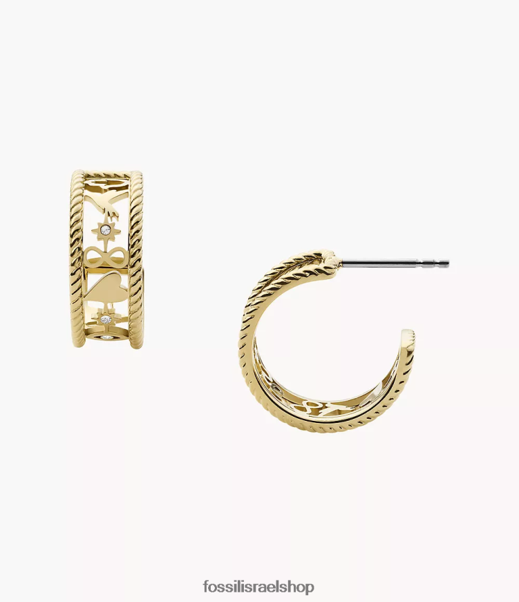 Fossil נשים עגילי חישוק מפלדת אל חלד של sutton icons L8J0B61244 תכשיט זָהוּב