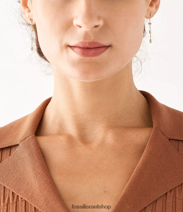 Fossil נשים עגילי טיפה מפלדת אל חלד של sutton icons L8J0B61304 תכשיט זָהוּב