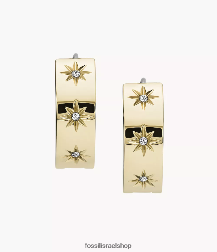 Fossil נשים עגיל חישוק מפלדת אל חלד בהיר sutton shine L8J0B61051 תכשיט גוון זהב