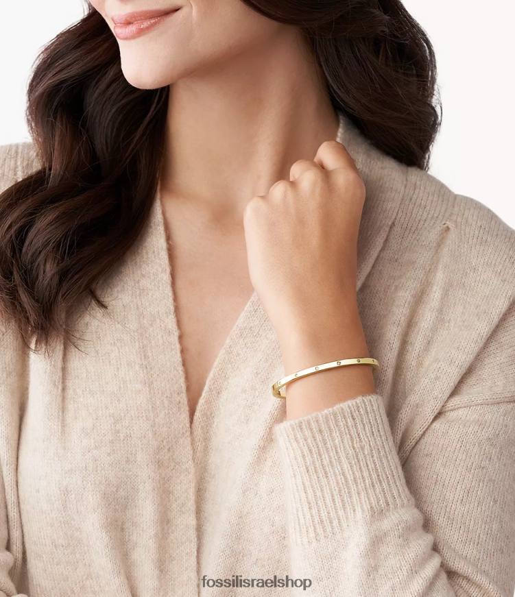 Fossil נשים צמיד שרוול מפלדת אל חלד בהירה sutton shine L8J0B6997 תכשיט גוון זהב