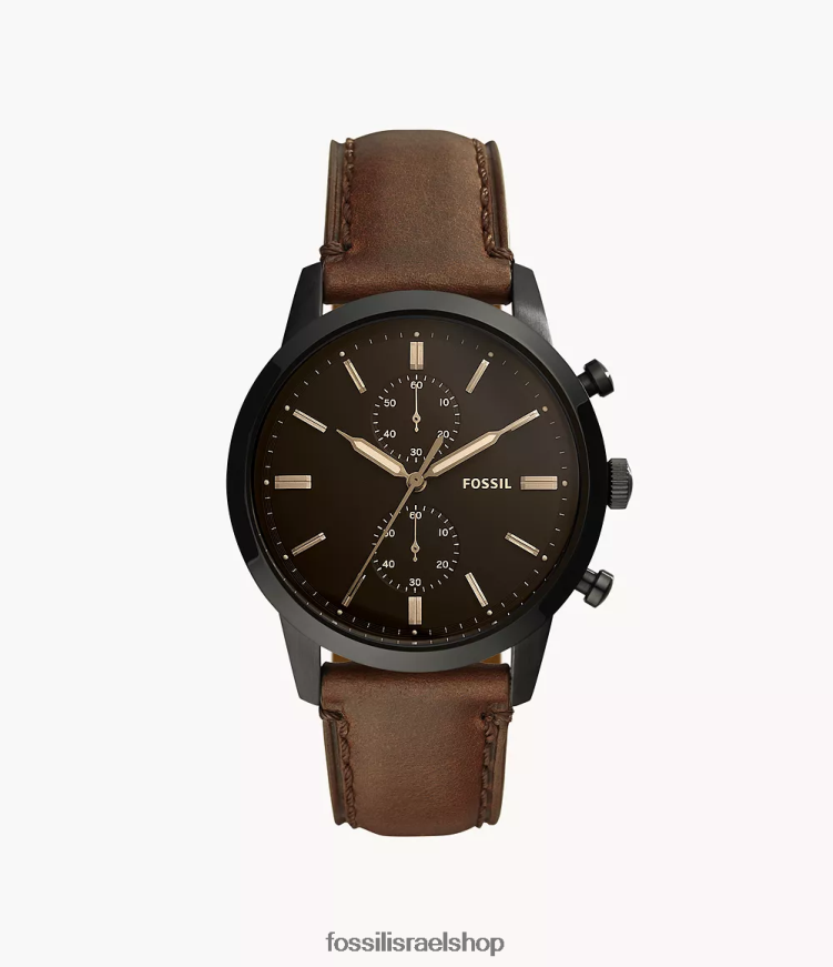 Fossil גברים שעון עור כרונוגרף townsman 44 מ"מ L8J0B61401 שעון חום