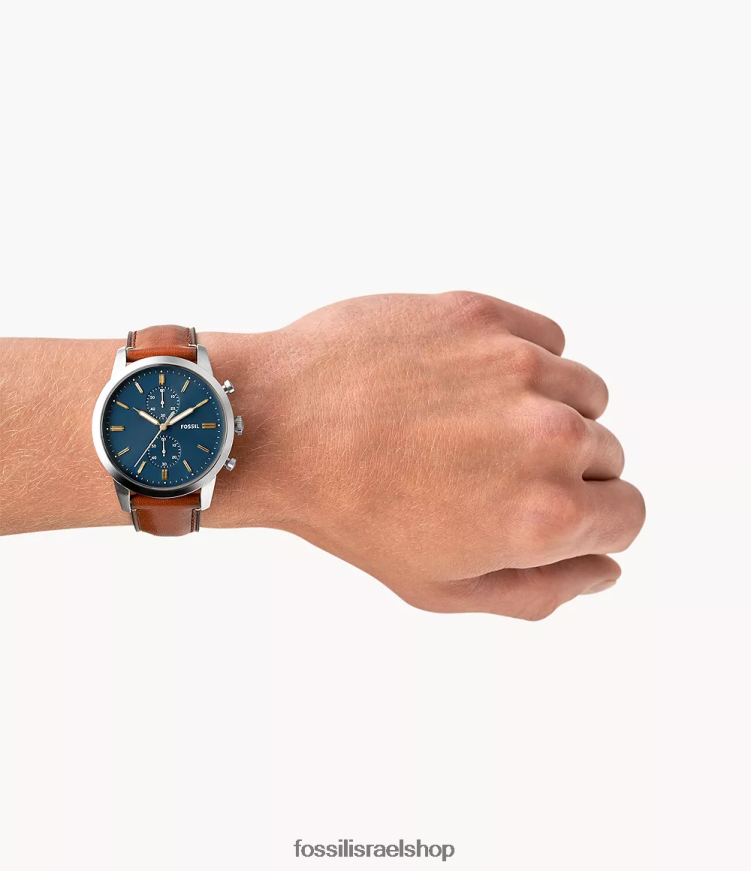 Fossil גברים שעון עור מזוודות כרונוגרף townsman 44 מ