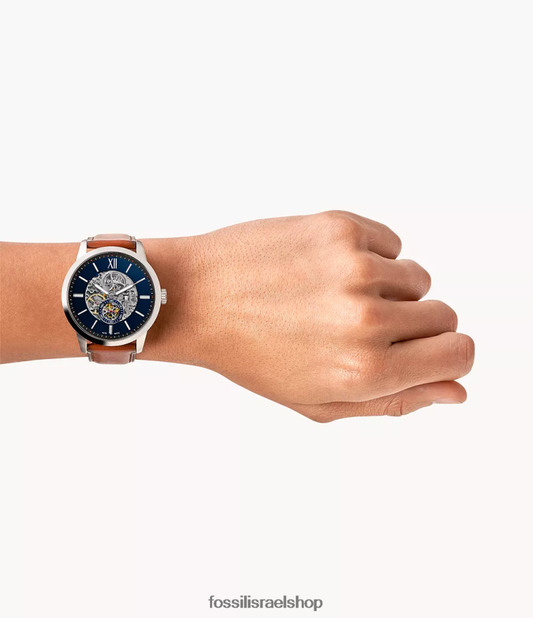 Fossil גברים שעון עור אוטומטי של townsman 48 מ