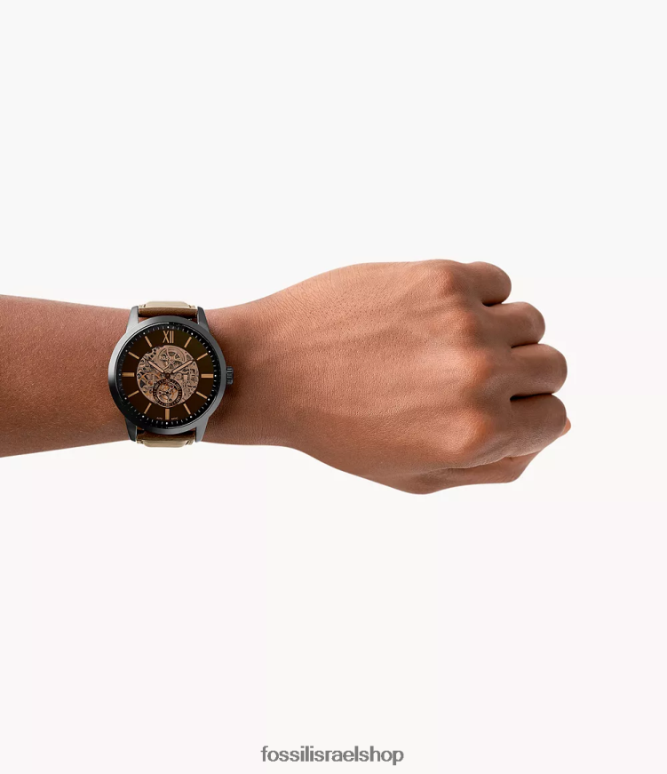 Fossil גברים שעון עור אוטומטי של townsman 48 מ
