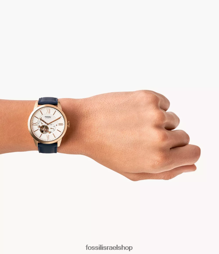 Fossil גברים שעון עור אוטומטי של townsman L8J0B61437 שעון חיל הים