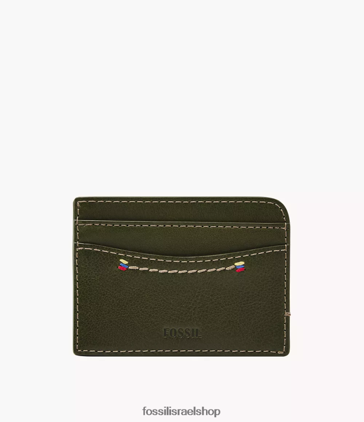 Fossil גברים מארז כרטיס tremont L8J0B61723 ארנק זית