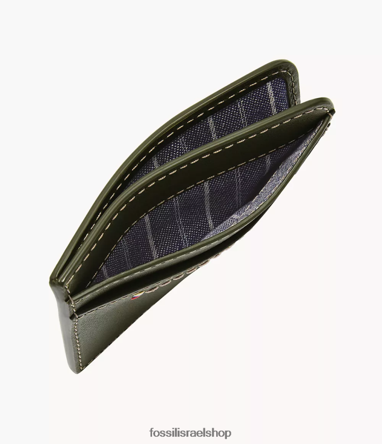 Fossil גברים מארז כרטיס tremont L8J0B61723 ארנק זית