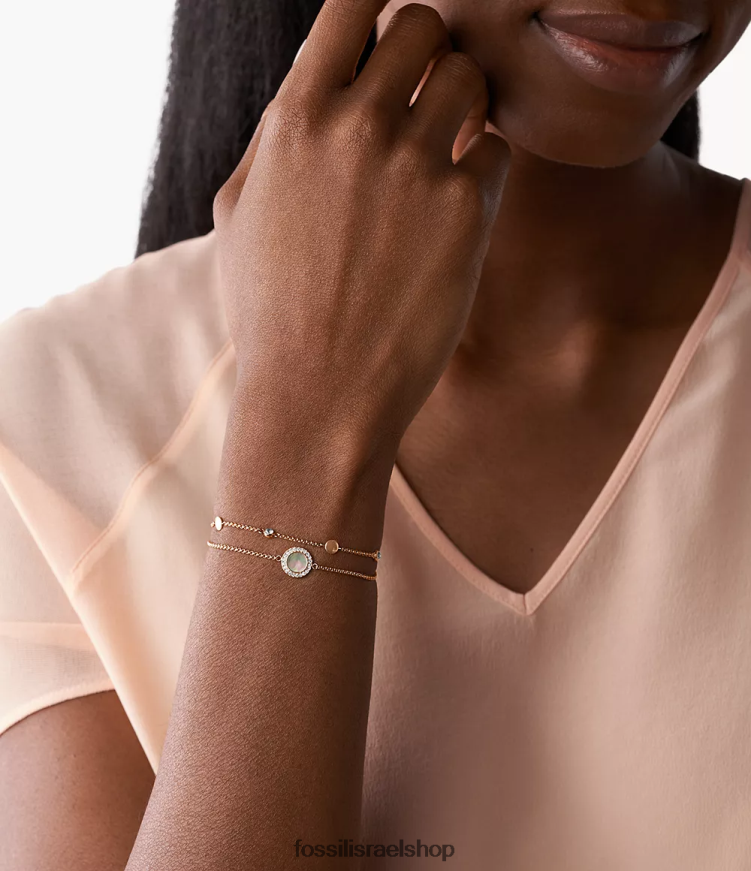 Fossil נשים צמיד val L8J0B61020 תכשיט אם הפנינה אפורה