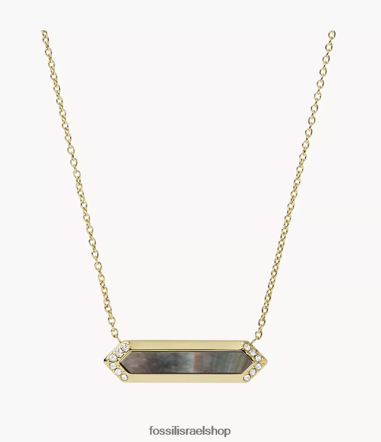 Fossil נשים שרשרת תליון val L8J0B61306 תכשיט שחור וזהב שחור אם הפנינה