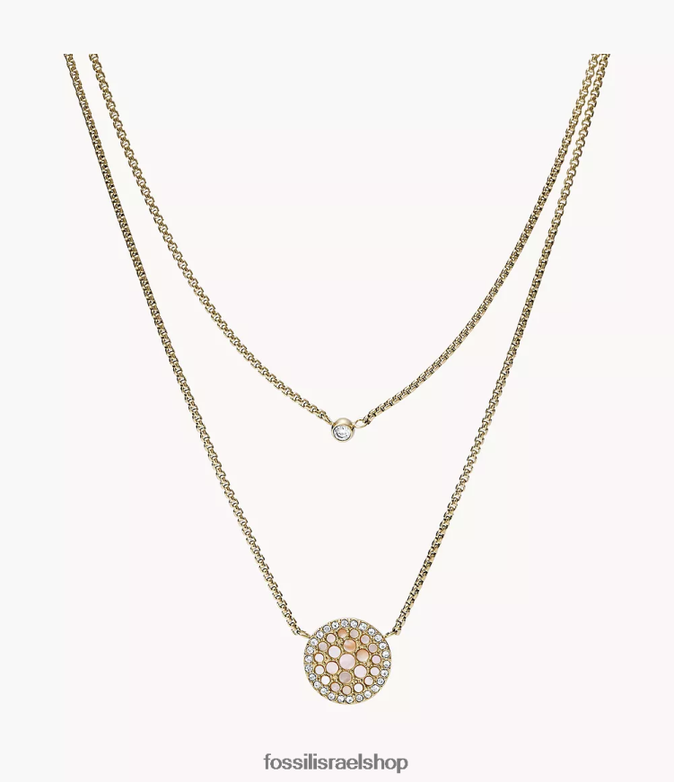 Fossil נשים שרשרת פלדת אל חלד פסיפס val duo L8J0B6956 תכשיט גוון זהב