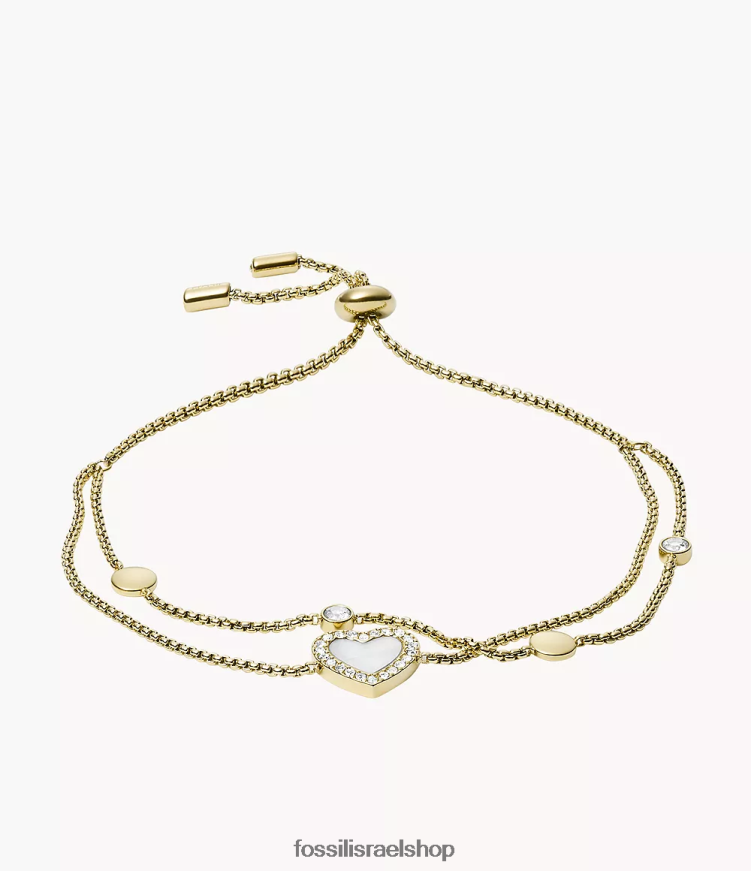 Fossil נשים צמיד נירוסטה val heart duo L8J0B6986 תכשיט גוון זהב