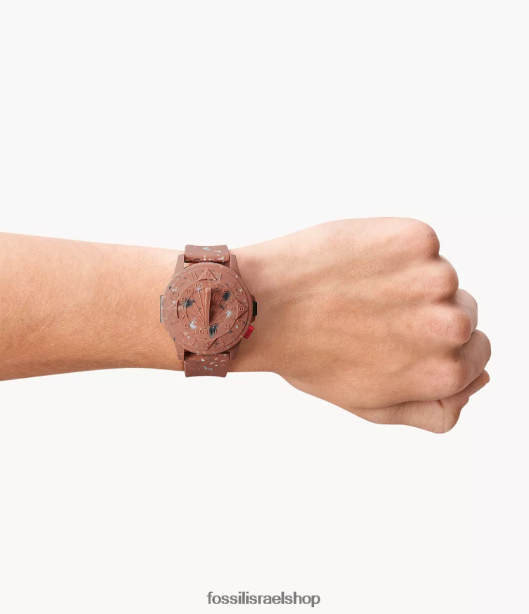 STAPLE x Fossil גברים שעון סיליקון אוטומטי במהדורה מוגבלת L8J0B61604 שעון טרה קוטה